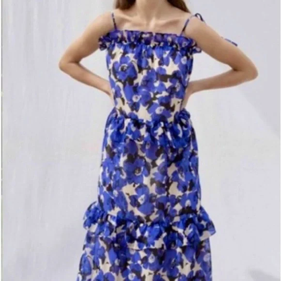 who what wear blue dress S Who What Wear Blue Floral Dress – BRITS